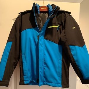 Youth boys preloved winter coat with inside removable vest -